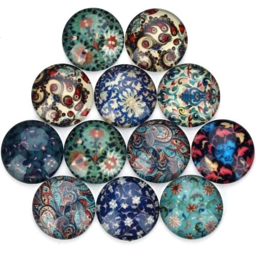 20pcs DIY Handmade Mix Round Dome Flower Photo Glass Cabochons 10/12/14/18/20/25/30/35mm For Necklace Earring Pendants Making