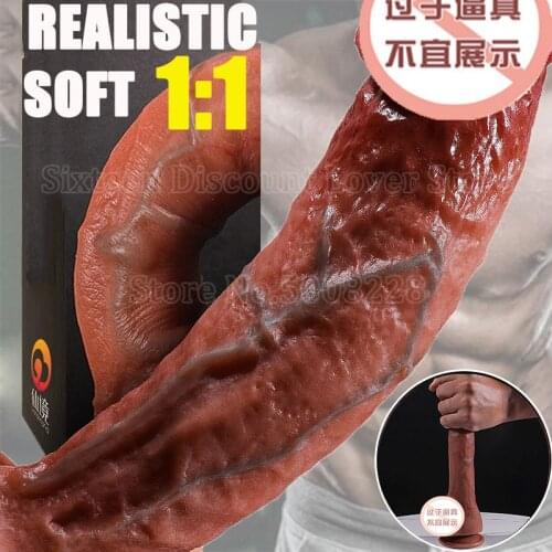 2021 Soft Huge Dildo Female Masturbator 1:1 Realistic Penis Fake Dick Liquid Silicone Suction Cup Big Dildos Sex Toys For Women