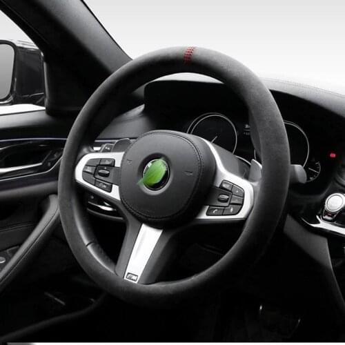 37-38cm Genuine Suede Car Steering Wheel Cover E90 F01 F06 F10 F15 F16 F20 F21 F25 F26 F30 F32 F82 M3 G20 X5