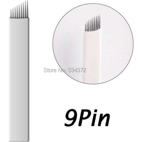 9 PinX50pcs Professional Manual Permanent Makeup blade needles Manual Tattoo Eyebrow blades needles