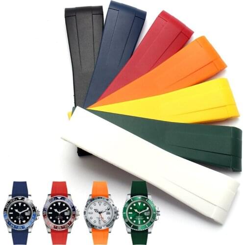 Watch Accessories Rubber Watch Band for Rolex Daytona Black Water Ghost Watch Bracelet Waterproof Silicone Watch Strap Belt 20MM