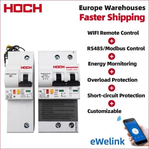 HOCH ZJSB WIFI Circuit Breaker Energy Monitoring Remote Control eWelink APP Smart Automatic switch FACTORY Free Shipping