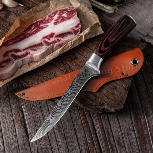 Stainless Steel Damascus Boning Knife Meat Cleaver Chefs Knife Cooking Knife Slicing Knife Kitchen Cooking Knife