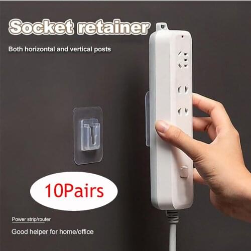 Double Sided Wall Adhesive Hook Paste Plug Socket Holder Cable Storage Fixing Organize Seamles Waterproof Reusable Home 10 Pairs