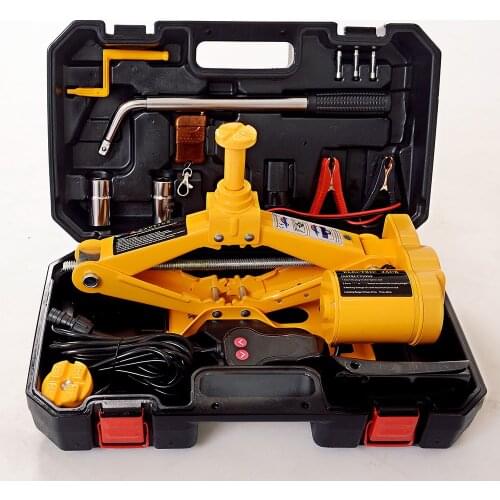 12V 3ton Electric Car Jack with Manual Wrench & Wheel chock&wireless remote Electric Auto Lift Scissor Jack Lifting Tool QZ042