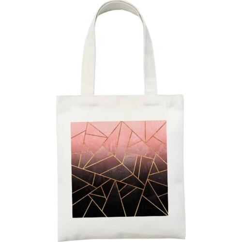 Art illustration Environmental Protection Leisure Cotton Grocery Tote Shopping Bags Folding Shopping Cart Bag With Sea Wave