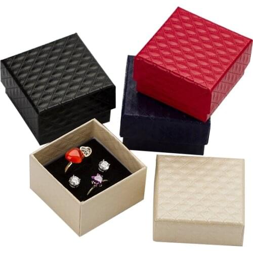 5*5*3cm Jewelry Display Box 48pcs Multi Colors Black Sponge Diamond Patternn Paper Ring /Earrings Box Packaging White Gift Box