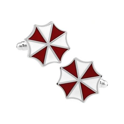 Red White Umbrella Cufflink Cuff Link 15 Pairs Wholesale Free Shipping