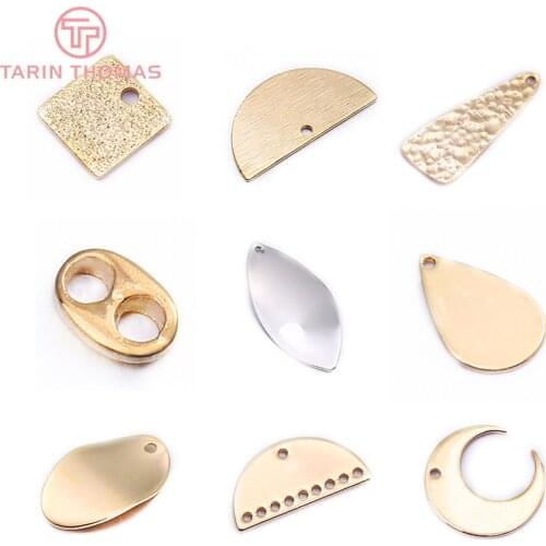 10PCS 24K Gold Color Plated Brass Earring Connector Earring Charms Pendants for Jewelry Making Findings