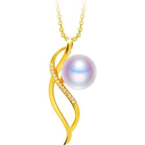 MADALENA SARARA 8mm Saltwater Pearl Necklace Akoya Pearl Bead 18k Gold Chain Necklace Natural Color Luxury Women Jewelry