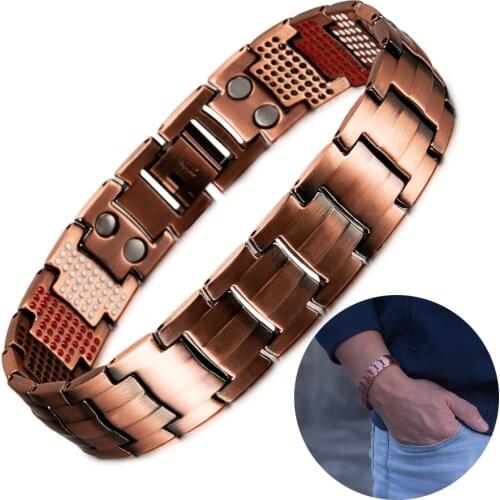 Copper Magnetic Bracelet Pain Relief for Arthritis 15mm Wristband Magnetic Therapy Bracelet Homme Health Energy Bracelet for Men