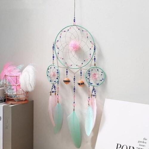 New ins Dream Catcher Feather Wind Chimes Home Ornaments Key Rings Car Rearview Mirror Pendant Jewelry Car Hanging Accessories