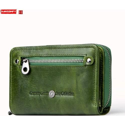 Fashion Trend Leather Womens Wallet Two Fold Multifunctional Cowhide Short Female Wallets Small Coin Purses Card Holder