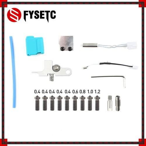Silver Titan Aero Extruder Sidewinder X1 AND Hardened Stee Nozzle Silicone Sleeve Throat Handle Thermistor Heating pipe Heat Kit