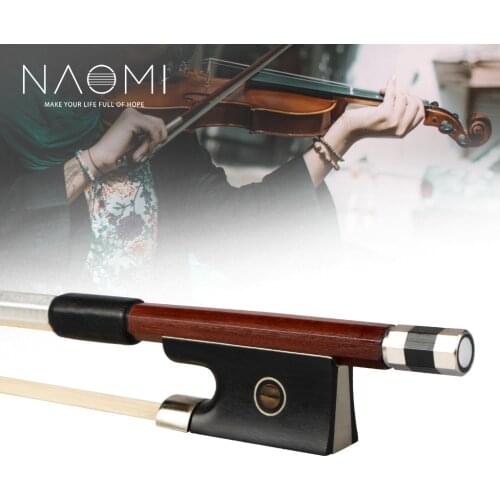 NAOMI 4/4 Brazilwood Violin Bow Octagonal Stick Sheepskin Grip And Silver Wire Winding Ebony Frog Paris Eye Inlay