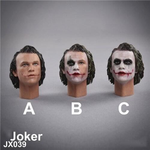 New In Stock JXTOYS JX039 1/6 Joker Heath Ledger Head Sculpt PVC Male Clown Head Carving for 12'' Male Action Figure Body