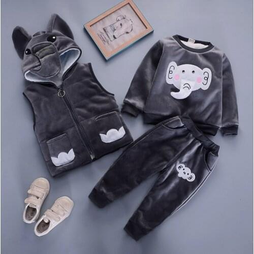 Newborn Baby Boys Girls Autumn Winter Warm Hoody Coat + Sweatshirt + Pants 3Pcs Suit Infant Kids Children Sports Toddler Clothes