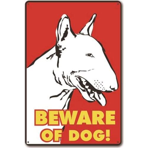 Beware of The Dog Iron Painting Metal Plate Retro Tin Sign Vintage Wall Bar Shop Decor 12"x8"