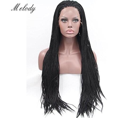 Braided Lace Front Wig Long Black Knotless Hair Box Braids Pink Blonde Purple Glueless Braid Wigs Straight Frontal For Women