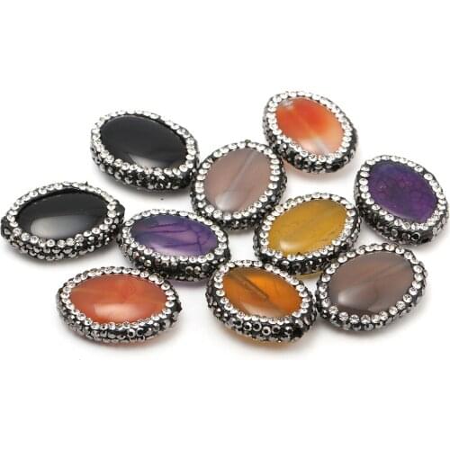 Natural Stone Agates Pendants with Crystal Necklace Pendant for Jewelry Making Diy necklace accessories Sizes 18x20mm