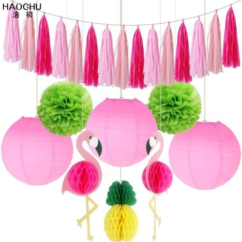 Large Size Paper Hanging Decoration Set Tissue Paper Lanterns Honeycomb Ball Pineapple Flamingo Wedding Birthday Party Supplies