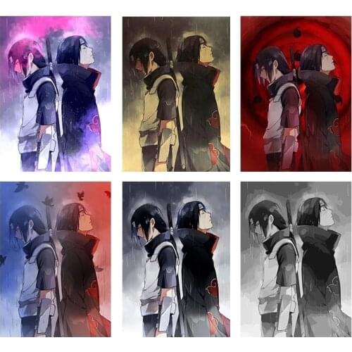 Japanese Anime Canvas Painting Naruto Sasuke and Uchiha Itachi Posters and Prints Printed Mural Picture Boy Room Home Wall Decor
