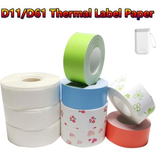 D11 Label printer Thermal Label Paper D61 Mini Supermarket Price sticker Paper Waterproof Anti-Oil Pure Color Scratch-Resistant