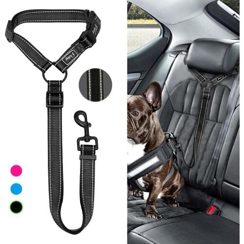 Dog Seat Belt Leash Adjustable Nylon Pet Dog Cat Car Seat Belt Collar Safety Vehicle Leads Seatbelt Harness High Quality 3 Color