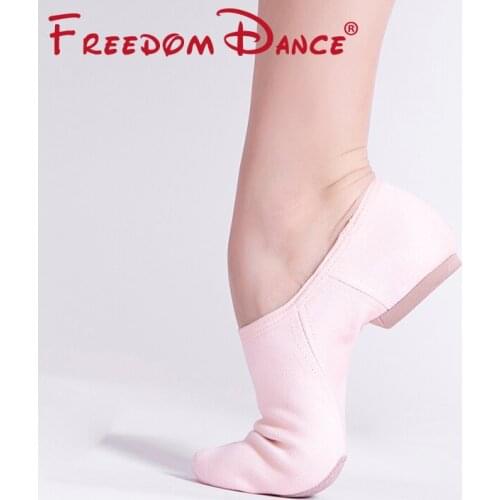 Pearl Powder Ballet Flat Dance Shoes For Women Children Slip-On Stretch Jazz Shoe Soft Yoga Belly Pointe Dance Training Shoes