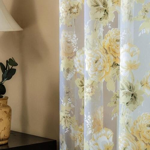 YokiSTG Voile Modern Rose Floral Tulle for Living Room the Bedroom Sheer Curtains Window Treatment Panel Home Decoration