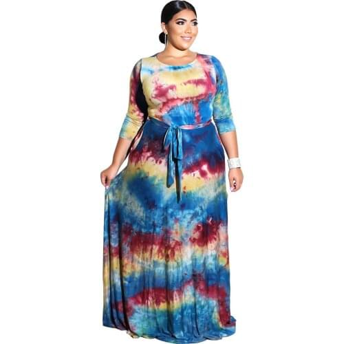 Ladies Maxi Dresses Summer Autumn 2018 Plus Size CHEAP Long Boho Beach Dress F0262 L-6XL Long Sleeve Waist Belt