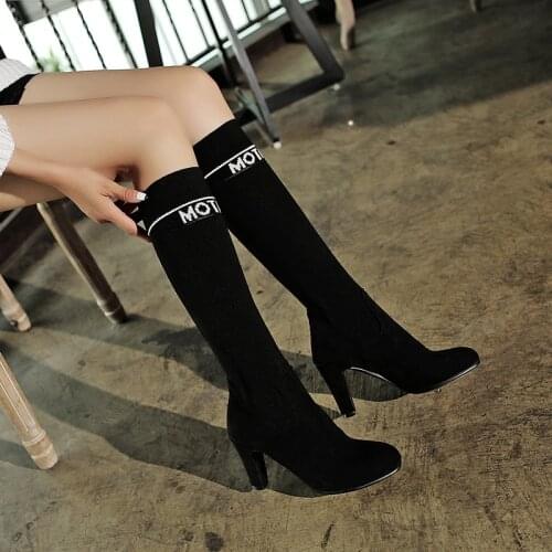 Womens high boots knee high boots socks boots thin leg elastic boots 40-43 41 42 44