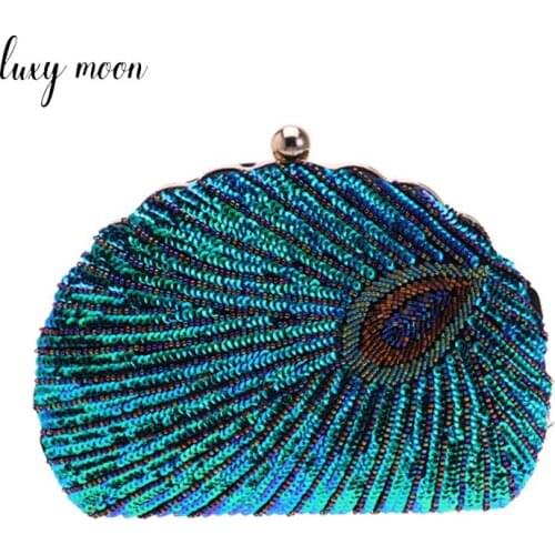 Shell Shape Womens Clutch Bag Sequin Purses and Handbags Luxury Designer Retro Embroidery Evening Bag Female Party Handbag Z079