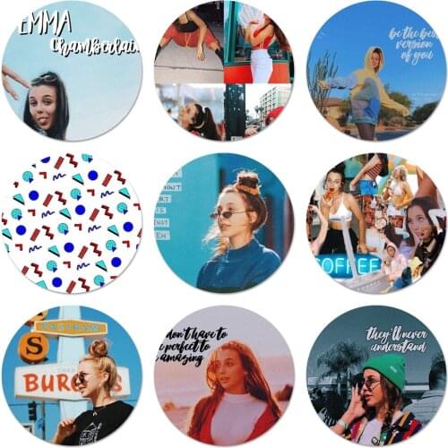 58mm Emma Chamberlain Icons Pins Badge Decoration Brooches Metal Badges For Clothes Backpack Decoration