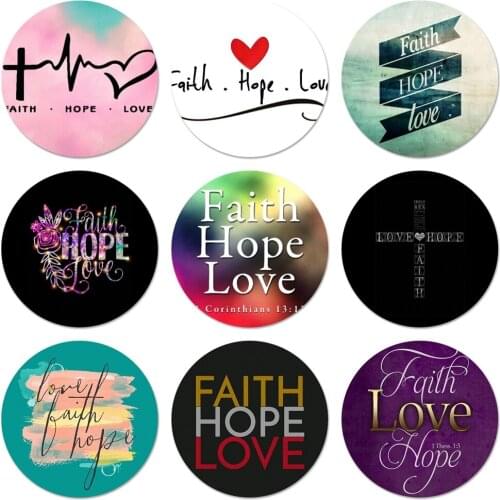 Faith Hope Love Icons Pins Badge Decoration Brooches Metal Badges For Clothes Backpack Decoration