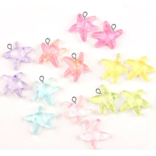 10pcs 18*21mm DIY resin star starfish charms kawaii cabochon ornament craft pendants decoration fashion jewelry making material