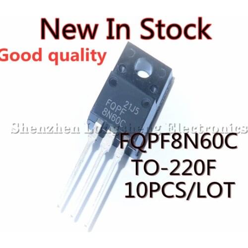 10PCS/LOT New FQPF8N60C 8N60C TO-220F 8A 600V MOS FET plastic package