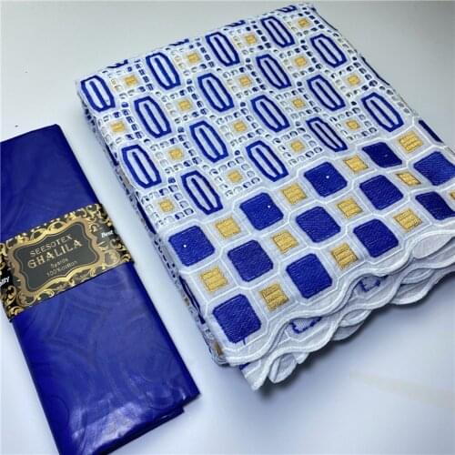 2.5 y Swiss lace fabric +2.5 y Bazin Brode riche Embroidery African High Quality 100% cotton fabrics voile lace Dubai style 4L48