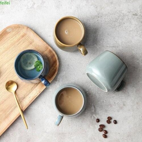 230ML Ceramic Vintage Coffee Mugs Cups Japanese Style kiln Changed Water Cup With Handle Decorative Cups for Favourite Drinks