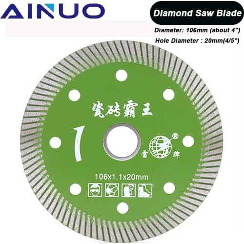 4inch 106mm Diamond Saw Blade Angle Grinder Cutting Disc for Tiles Granite Marble Ceramics 4/5inch Hole