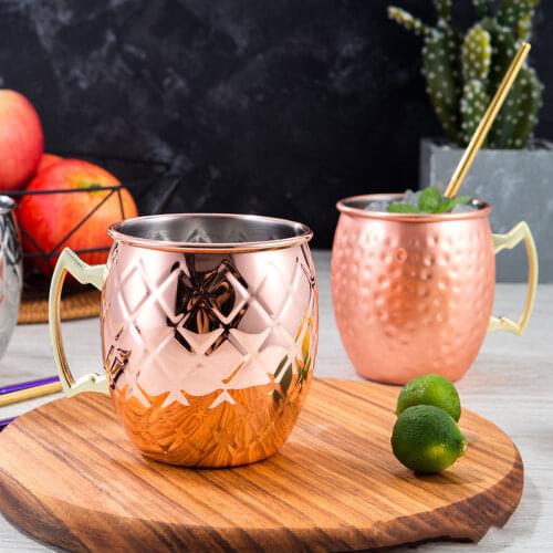 550ml 1 Pcs 18 Ounces Hammered Copper Plated Moscow Mule Mug Coffee Cup Beer Cup Mug Copper Plated Canecas Mugs Travel Mug