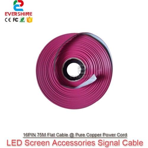 75M/Roll 16PIN LED Dispaly Screen HUB Data Cable Pure Copper Flat Cable