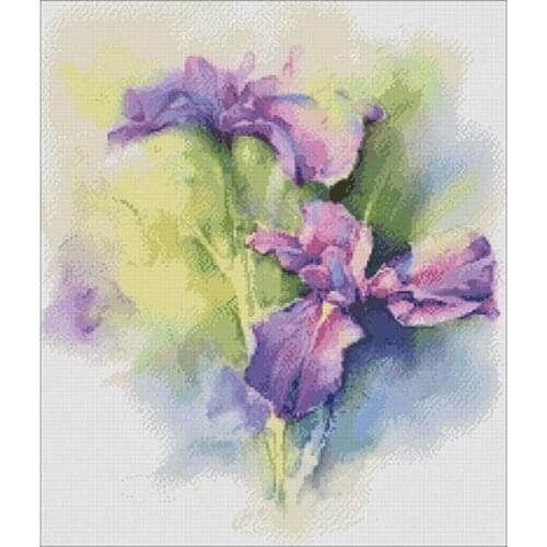 Watercolor iris patterns counted 11CT 14CT Cross Stitch Set DIY Cross-stitch Kits Embroidery Needlework Home Decor