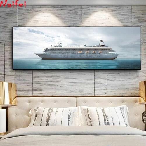 Diy Diamond Painting Cross Stitch Sea Ship Cruise liner Diamond Embroidery Picture Landscape Wall Sticker Full Diamond Mosaic
