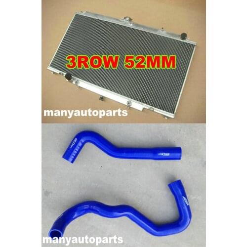 Aluminum Radiator + BLUE /BLACK/RED Hoses for Nissan GU Patrol Y61 Diesel 4.2L Turbo TD42 AT/MT
