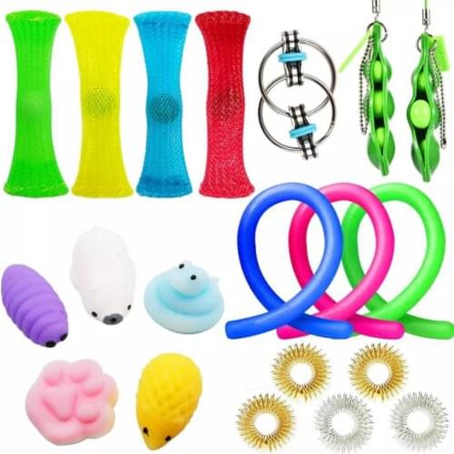 Anti Stress Toys TPR Magnetic Stretchy Strings Rope Sensory Rings Pea Pod Fidget Toys Squeeze Animal Stress Reliver Relief Toy