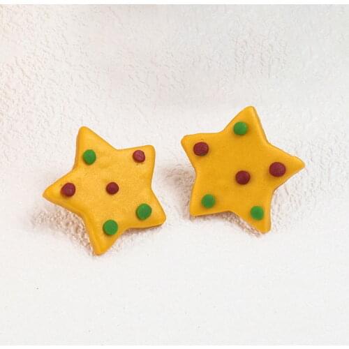 Free Shipping Korean Style Women Girls Cute Colorful Star Polymer Clay Stud Earrings Fashion Christmas Charm Jewelry Wholesale