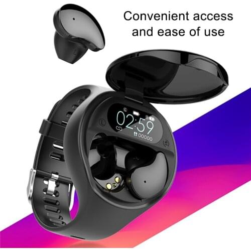 KINGSTAR 2 in 1 Wireless Earphones Wrist Watch TWS Bluetooth Headset Music Headphone Waterproof Color Screen For Ios Android