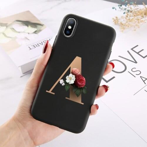 Custom Rose Gold Initials Alphabet A-Z Phone Case Cover For iPhone XS Max X XR 11 Pro Max 8 8Plus X 12 7Plus Soft TPU Silicone