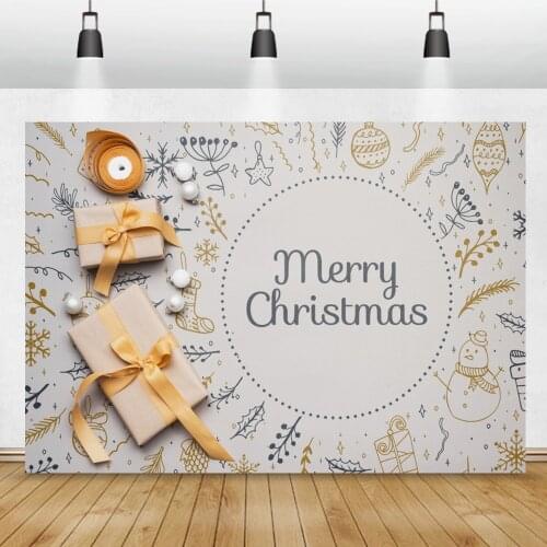 Merry Christmas Party Poster Backdrop Gifts Winter Snowman Plants Pattern Wall Photozone Photography Background For Photo Studio